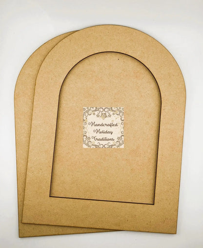 Laser Cut MDF, Framed, Arched, Arch, Panel, Plaque, Blank Base, Canvas for Decoupage, Mixed Media, 2 piece, Creative, Crafts Handcrafted Holiday Traditions