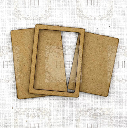 Laser Cut MDF, Collectible, Framed ATC Cards, Set of 3, Plain, Blank, Base, Decoupage, Mixed Media, Crafts, trading, 2.5" x 3.5", 3 pcs each Handcrafted Holiday Traditions
