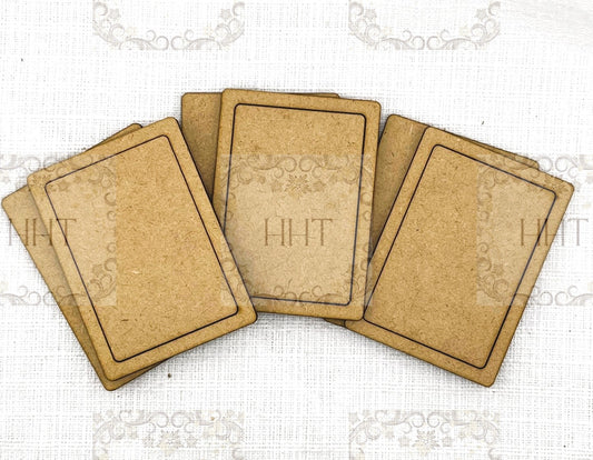 Laser Cut MDF, Collectible, Framed ATC Cards, Set of 3, Plain, Blank, Base, Decoupage, Mixed Media, Crafts, trading, 2.5" x 3.5", 3 pcs each