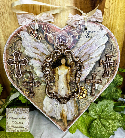Laser Cut MDF Heart Plaque for Hanging, Decoupage Mixed Media, Paintable, Crafts | 8.5"w x 8.5"h