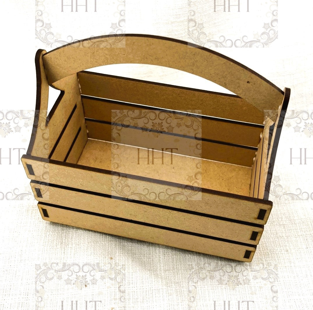 Laser Cut, MDF, Buildable, Slatted Basket, Home Decor, Blank, Base, Decoupage, Mixed Media, Crafts, 6" x 3.5" x 6"