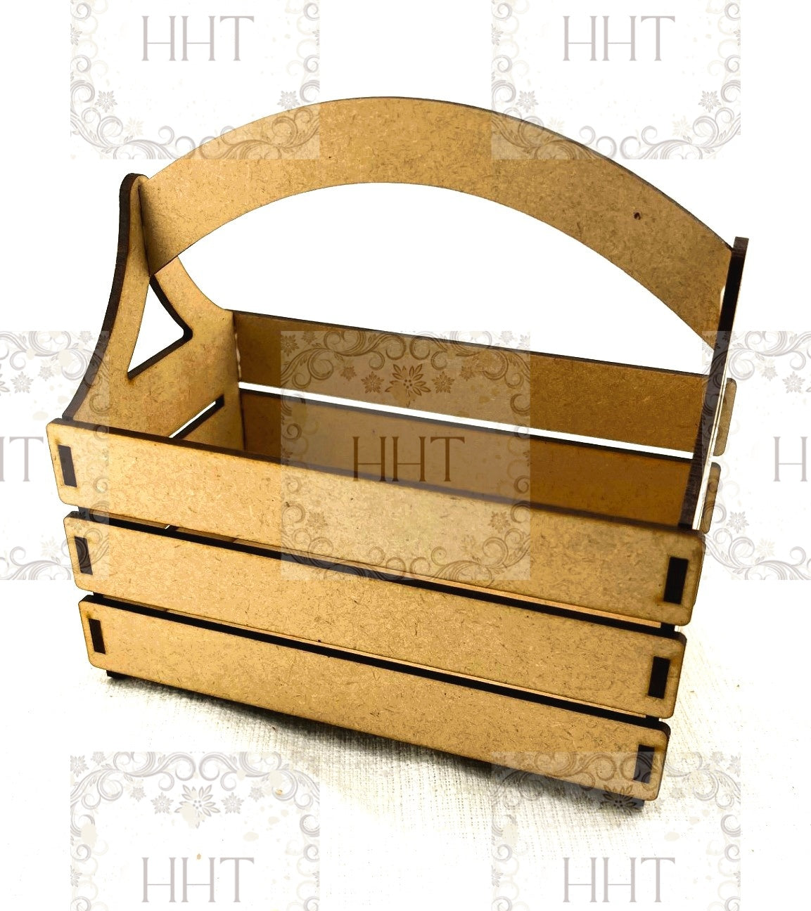 Laser Cut, MDF, Buildable, Slatted Basket, Home Decor, Blank, Base, Decoupage, Mixed Media, Crafts, 6" x 3.5" x 6"