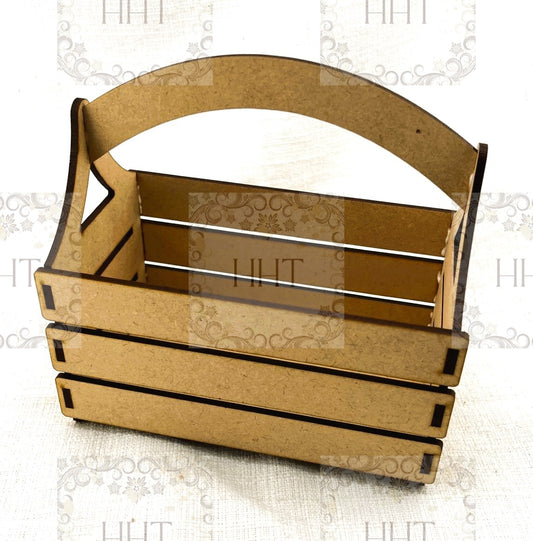 Laser Cut, MDF, Buildable, Slatted Basket, Home Decor, Blank, Base, Decoupage, Mixed Media, Crafts, 6" x 3.5" x 6"