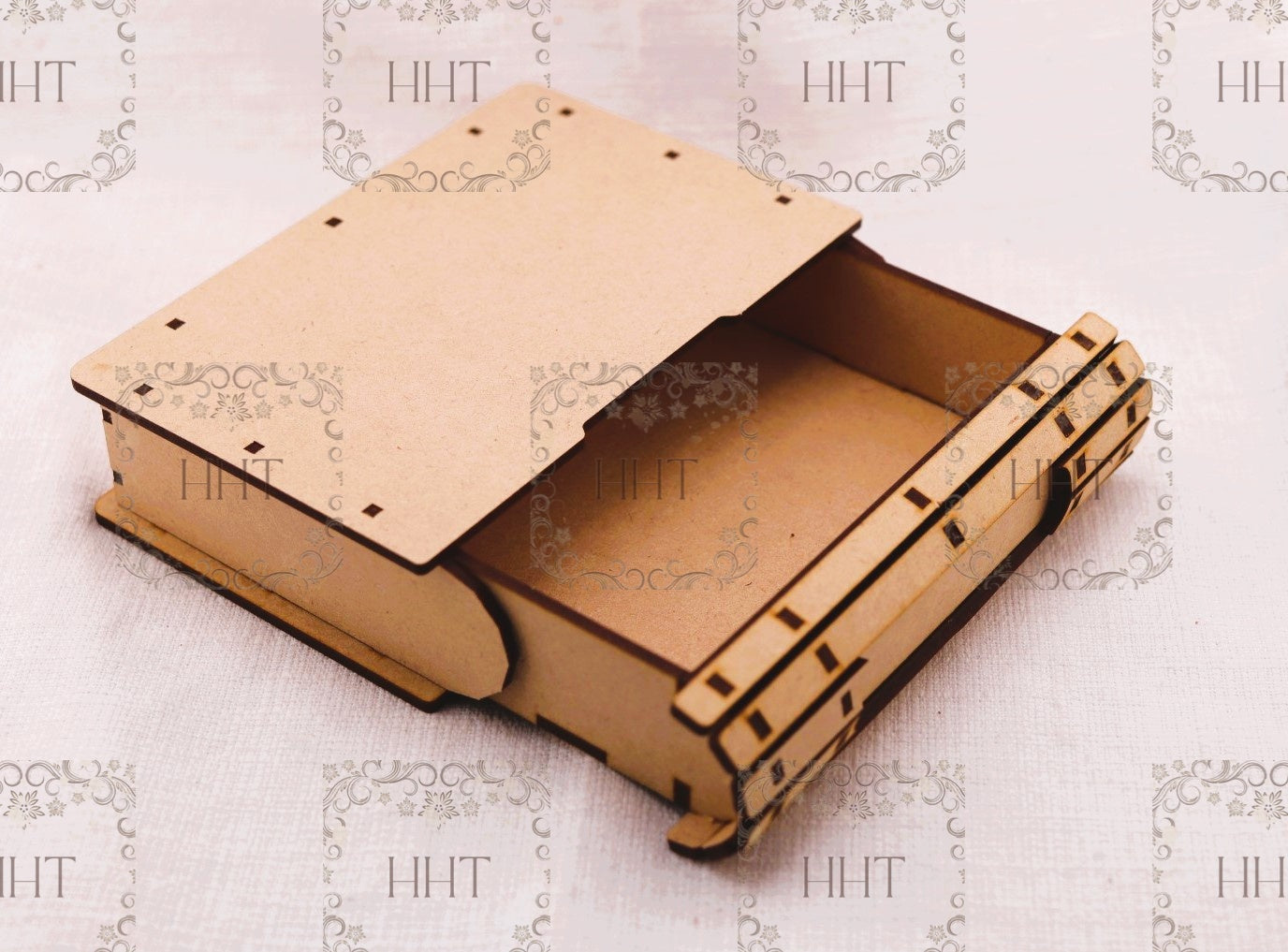 Laser Cut, MDF, Book Box, with Drawer, 2 sizes, Craft, Base, Blank, Canvas, Decoupage, Mixed Media, Paintable, Self-Assembly