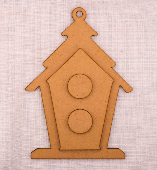 Laser Cut MDF, Christmas Ornament, Bird House with overlays, Blank, Base, 4 piece, Decoupage, Mixed Media, Crafts, 5.25” X 7.5”