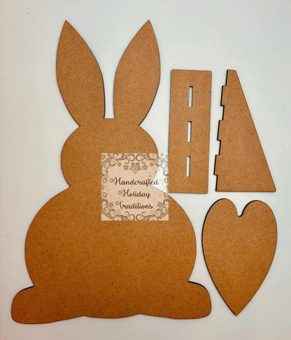 Laser Cut, MDF, Easter, Standing Bunny, Rabbit, Heart, Shelf Sitter, Blank, Base, 4 pc, Decoupage, Crafts, Mixed Media Handcrafted Holiday Traditions