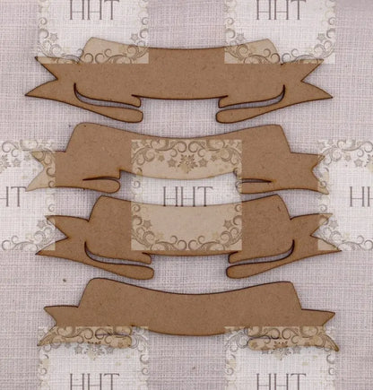Laser Cut MDF, Banners Set of 4, Canvas, Panel, Plaque, Blank, Base, Decoupage, Crafts, Mixed Media, 5 3/4" x 1 1/4" Handcrafted Holiday Traditions