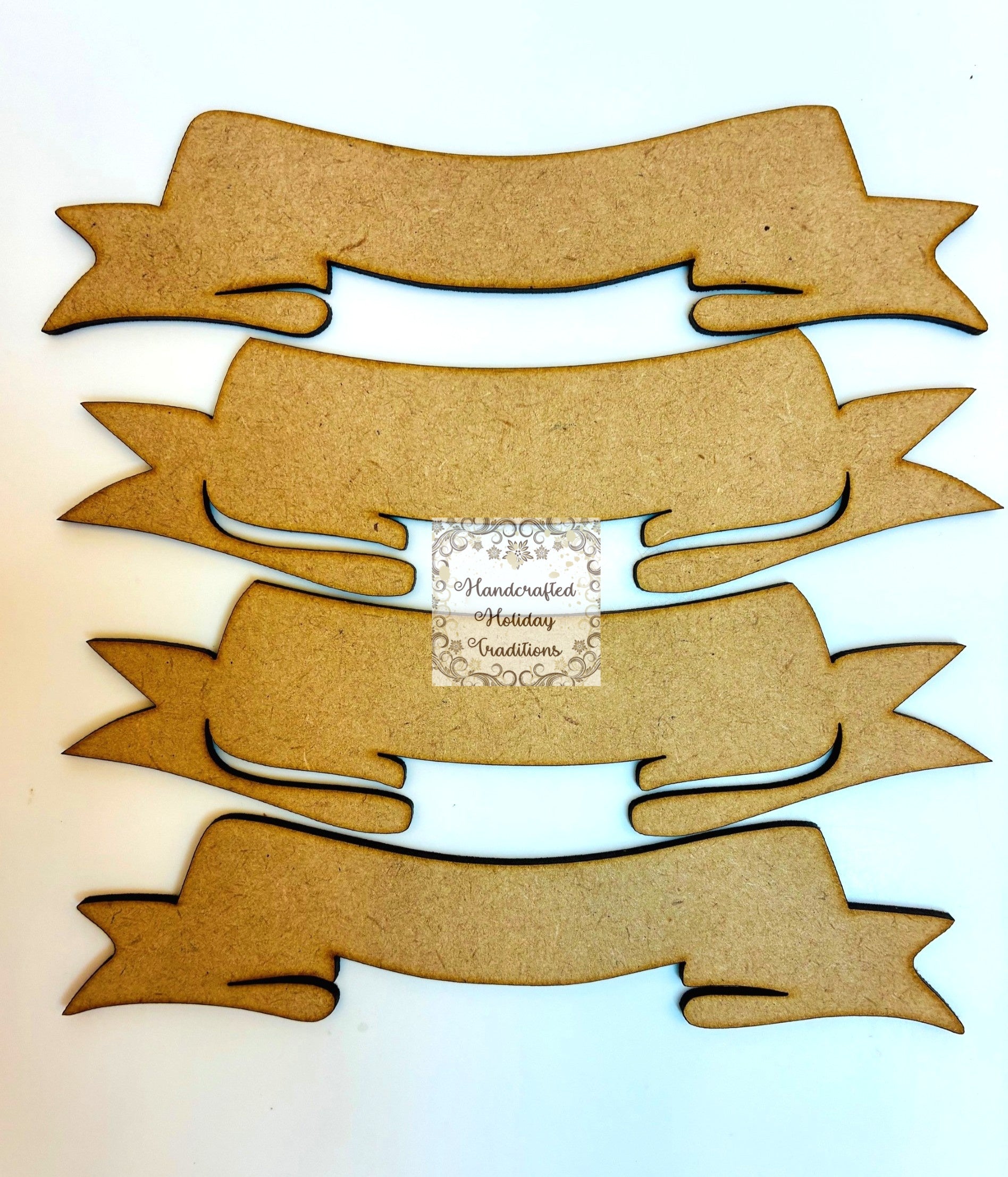 Banner Mdf Laser Cut MDF Banners Set of 4, Unfinished for Decoupage, Mixed Media ...