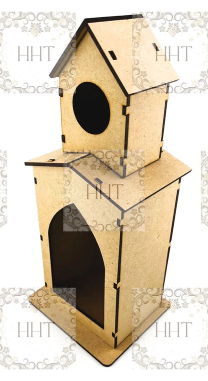 Laser Cut MDF, Bird House, Craft, Base, Blank, Canvas, Decoupage, Mixed Media, Paintable, 11 pc, 6"w x 4"l x 6"h, Decorative, Buildable Kit (Copy) Handcrafted Holiday Traditions