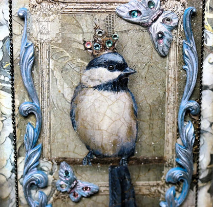 Handcrafted, Shabby Chic, Blue Bird, Queen, Decoupage, Mixed Media, Plaque, Wall Art, Panel, MDF Cutting Board, Plaque, Home Decor Handmade by Pamela
