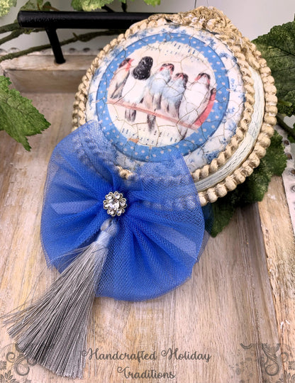 AB Studio, Rice Paper for Decoupage, Blue, White, Shabby Chic, Provence Birds, Portraits, Rounds, Rice Paper, A4  0375 8.27 X 11.69 AB Studio