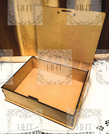 Laser Cut, MDF, Book, Box, Craft, Base, Blank, Canvas, Decoupage, Mixed Media, Paintable, Self-Assembly, Buildable, 7.25" x 8.25" x 2.25" Handcrafted Holiday Traditions