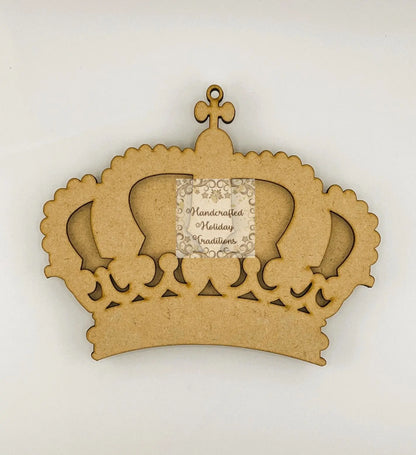 Laser Cut, MDF, Ornament, Crown, with Overlay, Christmas, Blank, Base, Crafts, Mixed Media, Decoupage, 2 piece, 6 1/5" x 5.25" Handcrafted Holiday Traditions