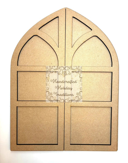 Laser Cut, MDF, Vintage Style, Cathedral, Church Windows, Plaque, Base, Blank, Decoupage, Mixed Media, 3 piece Handcrafted Holiday Traditions