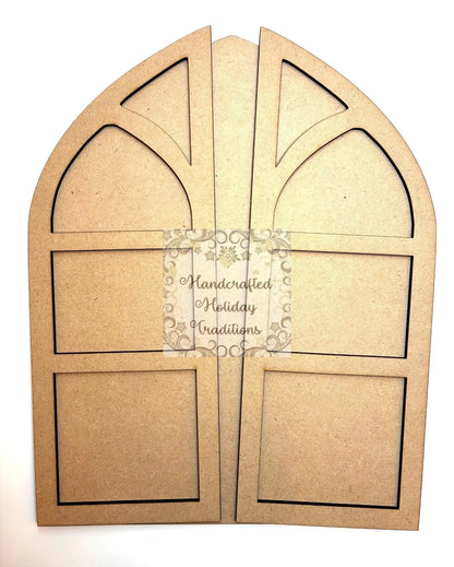 Laser Cut, MDF, Vintage Style, Cathedral, Church Windows, Plaque, Base, Blank, Decoupage, Mixed Media, 3 piece Handcrafted Holiday Traditions