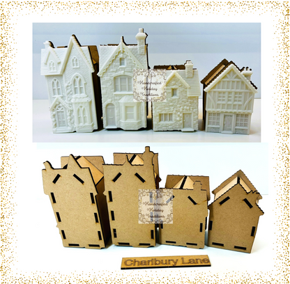 Laser Cut MDF IOD House Mould Castings 3D Houses Kit Sets, Blank Base, Decoupage, Mixed Media, DIY Crafts