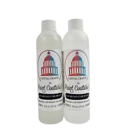 Paint Couture Clear Fast Cure Resin by Capital Crafts, 2 Component, 8 oz each, 16 oz total size, Crystal Clear, High Gloss