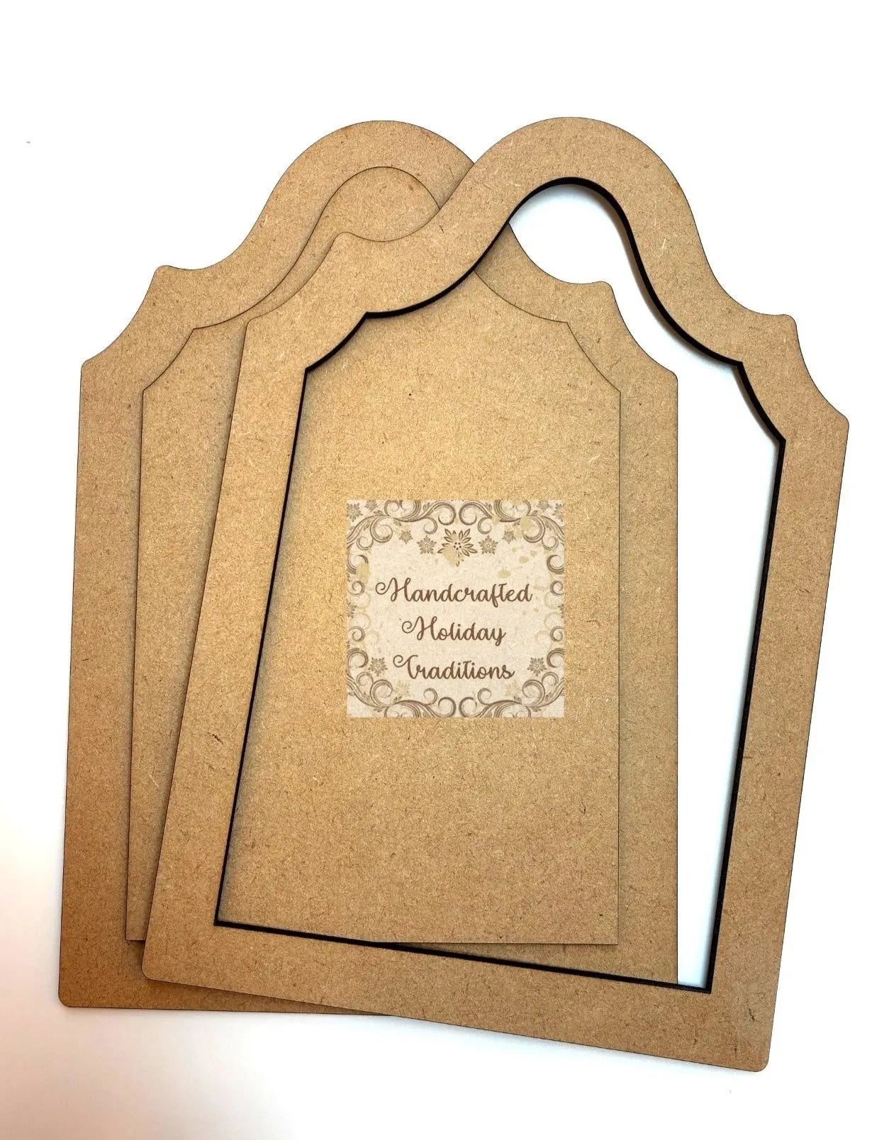 Laser Cut MDF, Framed, Panel, Plaque, Blank Base, Canvas for Decoupage, Mixed Media, 3 piece, Creative, Crafts, 2 variations Handcrafted Holiday Traditions