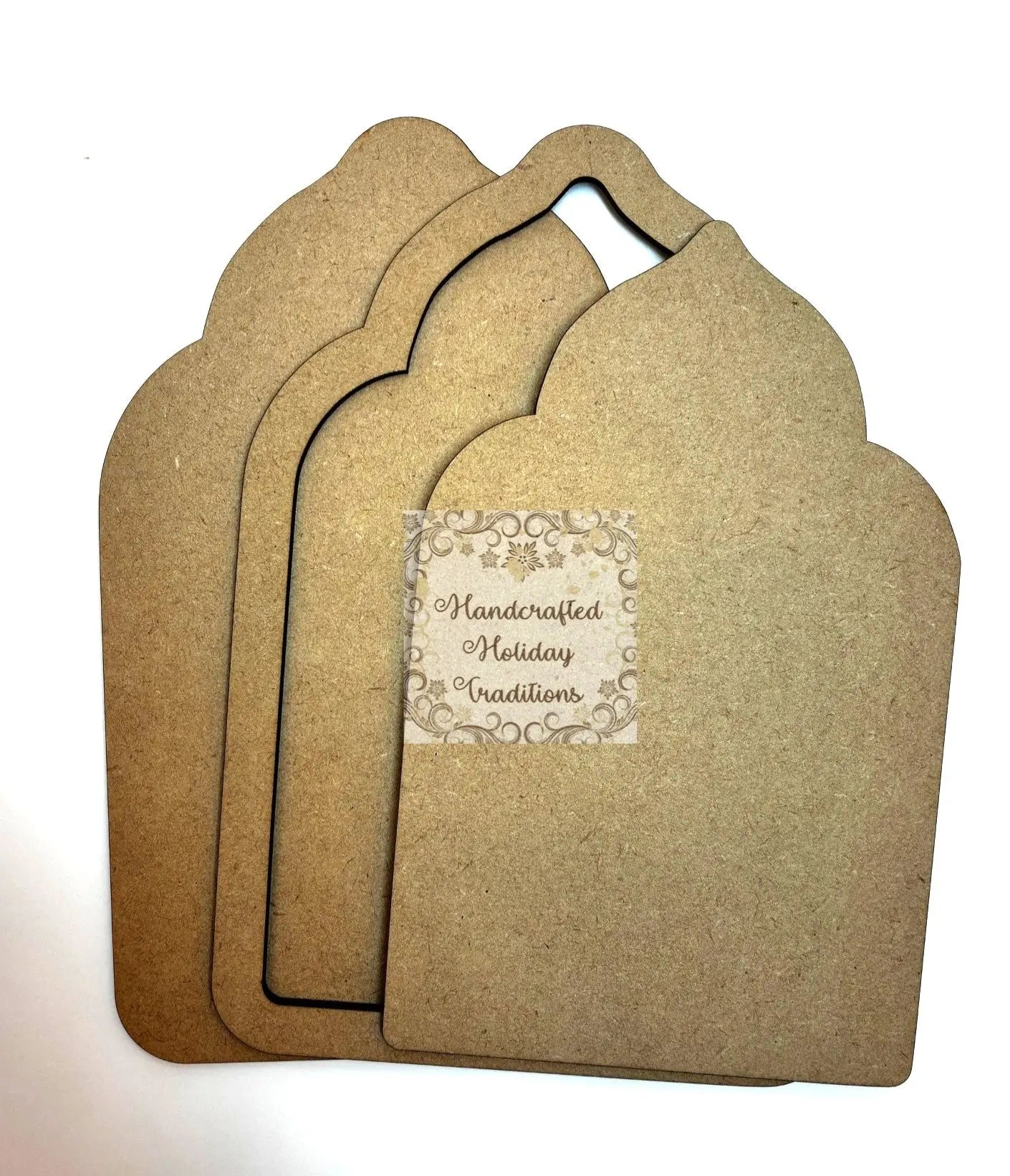 Laser Cut MDF, Framed, Panel, Plaque, Blank Base, Canvas for Decoupage, Mixed Media, 3 piece, Creative, Crafts, 2 variations Handcrafted Holiday Traditions
