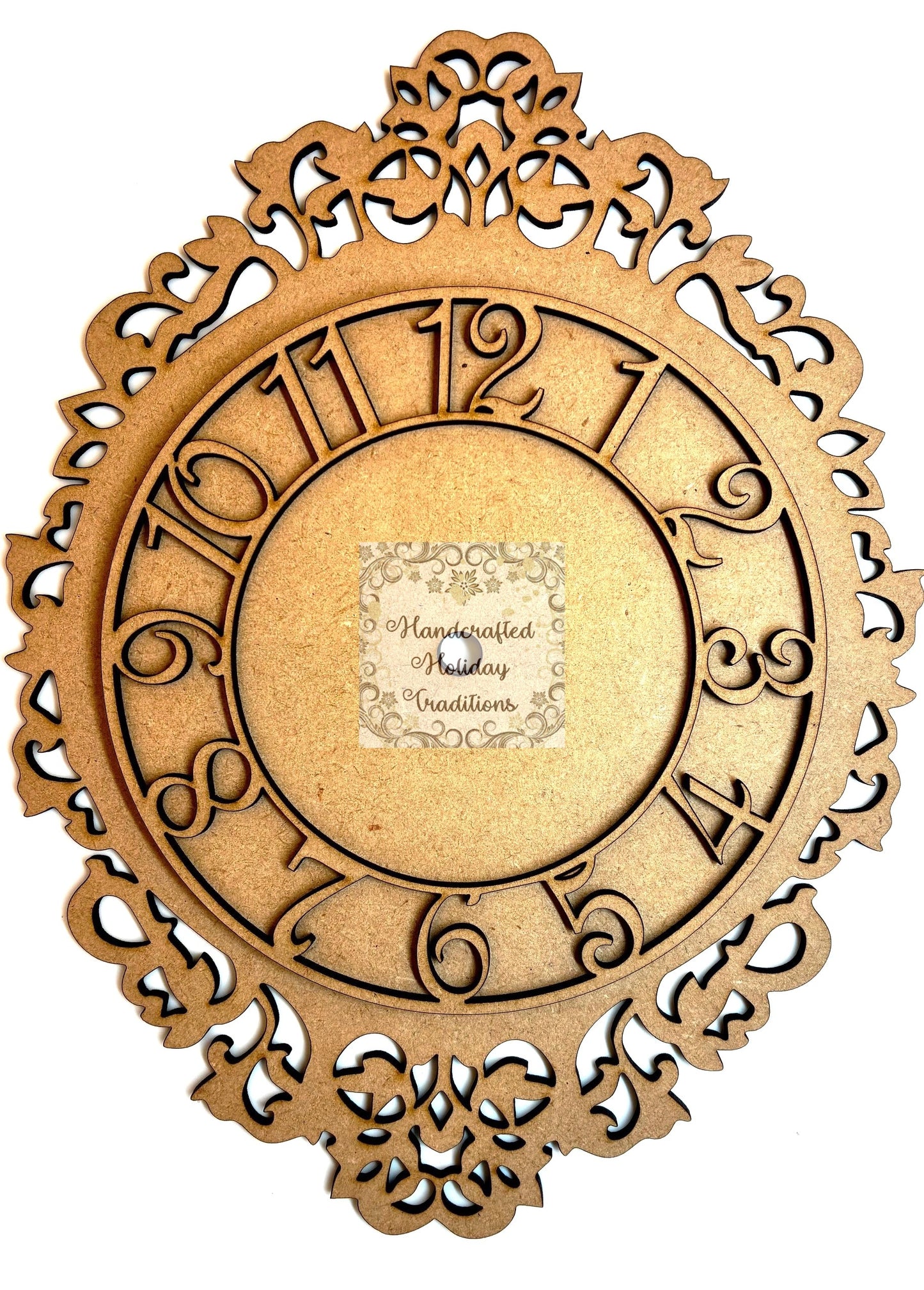 Laser Cut, MDF, Vintage Style, Clock, Blank, Base, Plaque, 3 pc, Decoupage, Mixed Media, Crafts, 7"w x 9"h