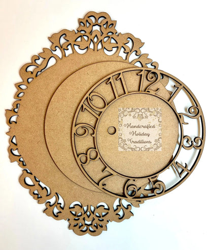Laser Cut, MDF, Vintage Style, Clock, Blank, Base, Plaque, 3 pc, Decoupage, Mixed Media, Crafts, 7"w x 9"h Handcrafted Holiday Traditions