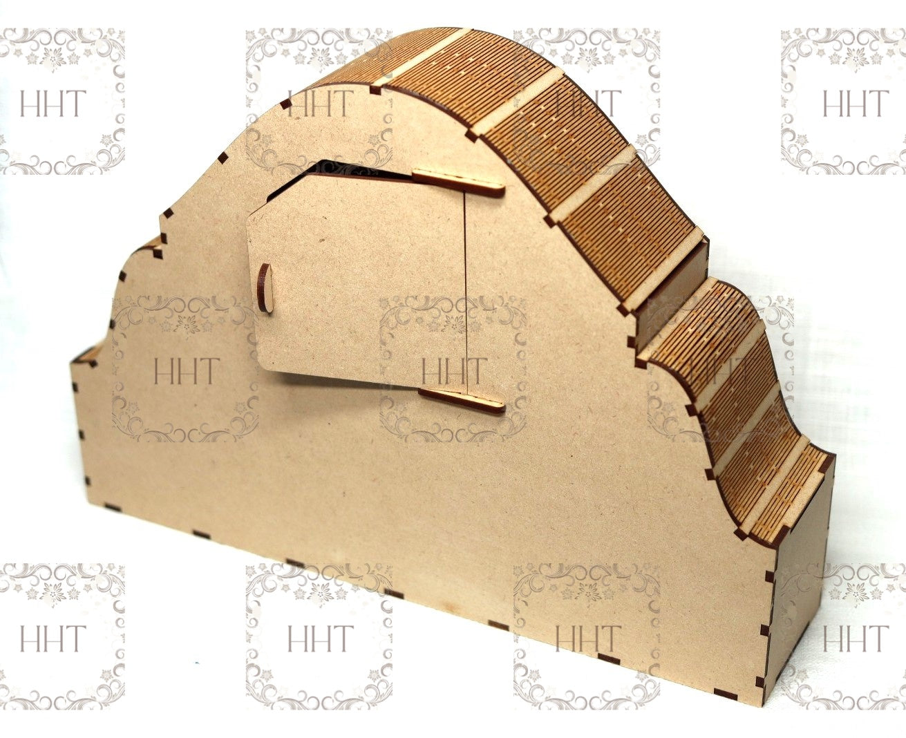 Laser Cut, MDF, Mantle Clock, Buildable Kit, Craft, Base, Blank, Canvas, Decoupage, Mixed Media, Paintable, 13" x 9" x 3"