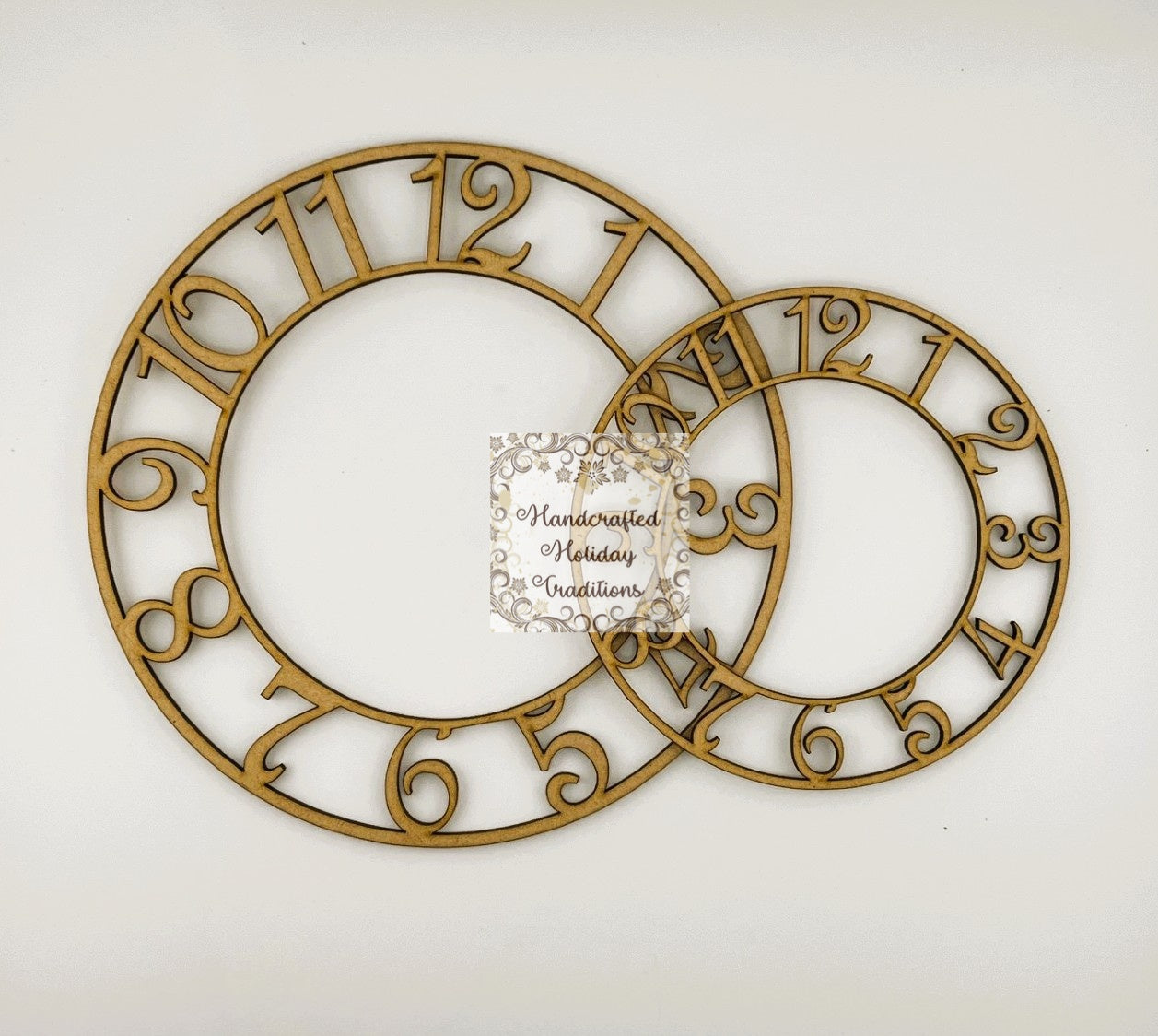 Laser Cut, MDF, Numerical, Clock Faces, Sets of 2, Numbers, Classic, Vintage, Roman Numeral, Blank, Base, Decoupage, Mixed Media, Crafts