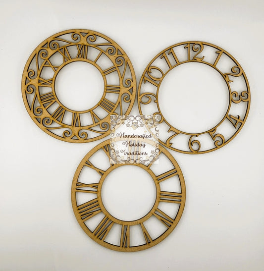 Laser Cut, MDF, Numerical, Clock Faces, Sets of 2, Numbers, Classic, Vintage, Roman Numeral, Blank, Base, Decoupage, Mixed Media, Crafts