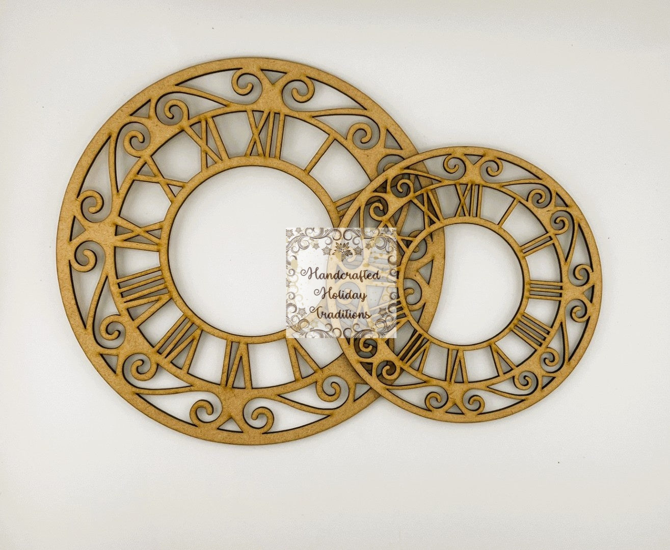Laser Cut, MDF, Numerical, Clock Faces, Sets of 2, Numbers, Classic, Vintage, Roman Numeral, Blank, Base, Decoupage, Mixed Media, Crafts