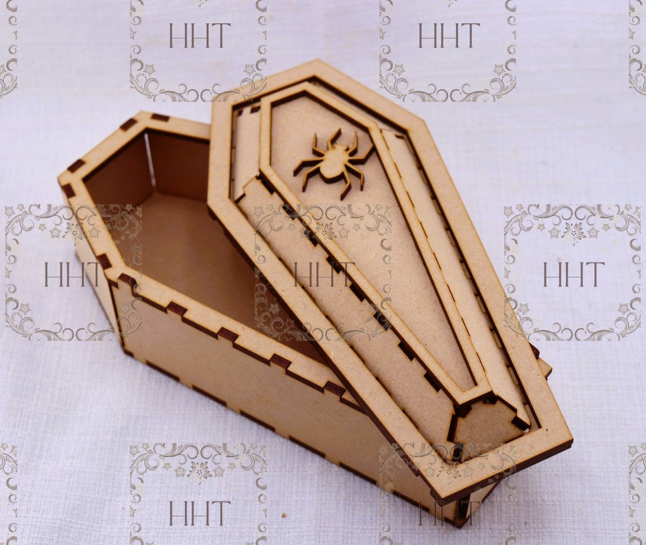 Laser Cut MDF Halloween Coffin Treat Box, Blank, Base for Decoupage, Mixed Media and Crafts