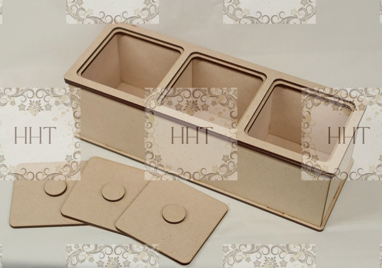 Laser Cut, MDF, Buildable, Organizer, Compartments, Home Decor, Blank, Base, Decoupage, Mixed Media, Crafts, 9 3/4w x 3.5d x 3 1/8h