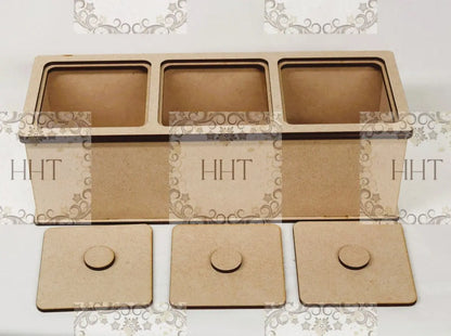 Laser Cut, MDF, Buildable, Organizer, Compartments, Home Decor, Blank, Base, Decoupage, Mixed Media, Crafts, 9 3/4w x 3.5d x 3 1/8h Handcrafted Holiday Traditions