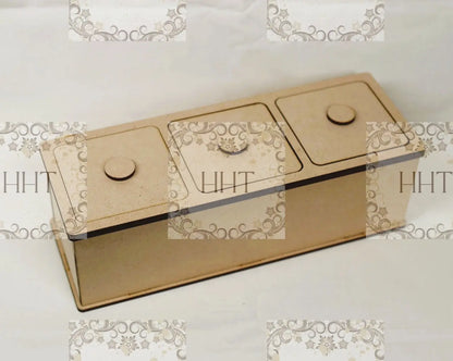 Laser Cut, MDF, Buildable, Organizer, Compartments, Home Decor, Blank, Base, Decoupage, Mixed Media, Crafts, 9 3/4w x 3.5d x 3 1/8h Handcrafted Holiday Traditions