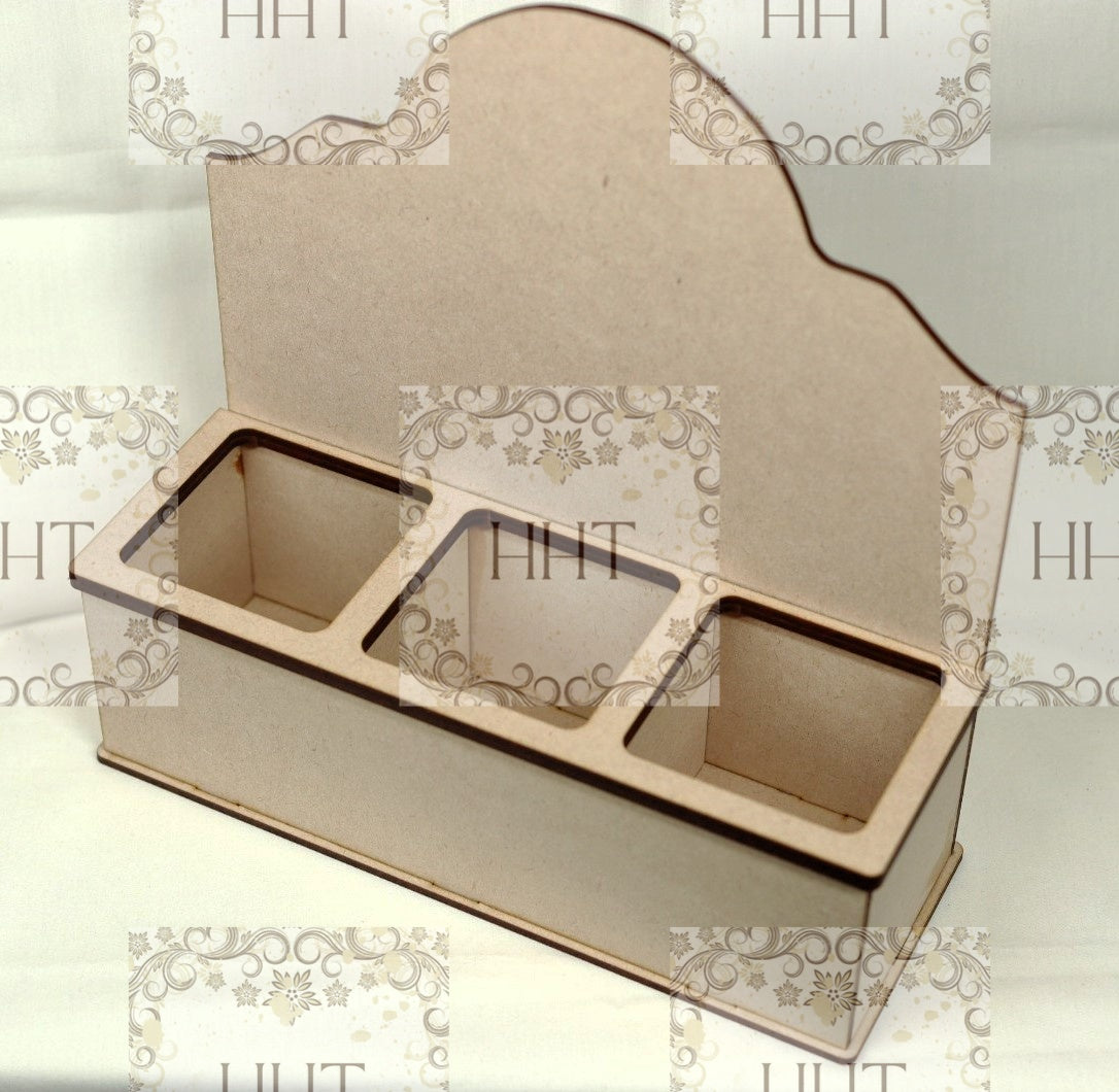 Laser Cut, MDF, Buildable, Vintage Style, Organizer, Compartments, Blank, Base, Decoupage, Mixed Media, Crafts, 9 3/4 w x 3 1/4d x 10 3/4h