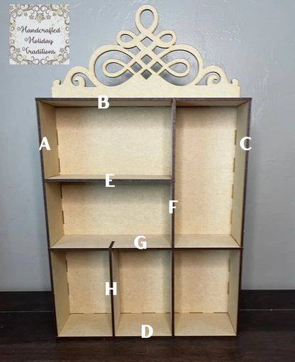 Laser Cut, MDF, Buildable, Vintage Style, Shadow Box with compartments, Blank, Base, Decoupage, Mixed Media, Crafts, 8.5"w x 14.5"h x 2.5"d Handcrafted Holiday Traditions