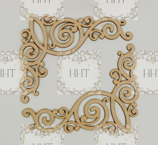 Laser Cut, MDF, Blank, Base, Decoupage, Mixed Media, Vintage Style, Corners, 2 pc set, Embellishments, Decorations, Accent pieces, 6.5 x 5.5