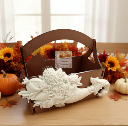 Laser Cut MDF IOD Cornucopia Mould Castings Basket Kit, Thanksgiving, Blank Base, Decoupage, Mixed Media, DIY Crafts