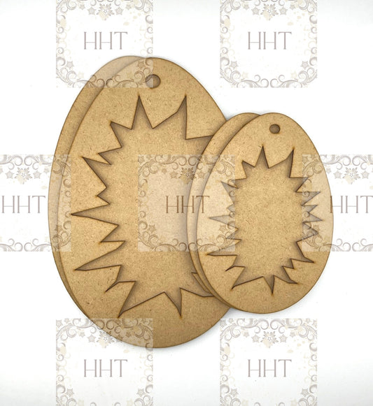 Laser Cut, MDF, Easter, Cracked Egg, Blank, Base, Ornament, Frame Overlay, 2 pc, Crafts, Decoupage, Mixed Media, Small, Large sizes
