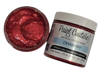 Paint Couture, Metallic, Stencil Paste, Aged Bronze, Arabian Gold, Copper Penny, Cranberry, Forest Green, Saltwater Pearl, 4 oz Paint Couture!