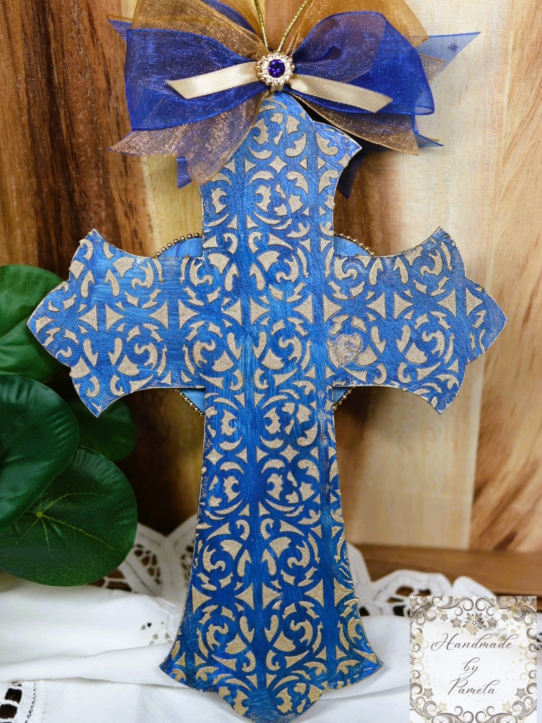 Handcrafted Mixed Media Shabby Chic Cross, Remember, Vintage Style, Decoupage, Antique Style Cross Panel, Laser Cut MDF, Plaque, Nativity