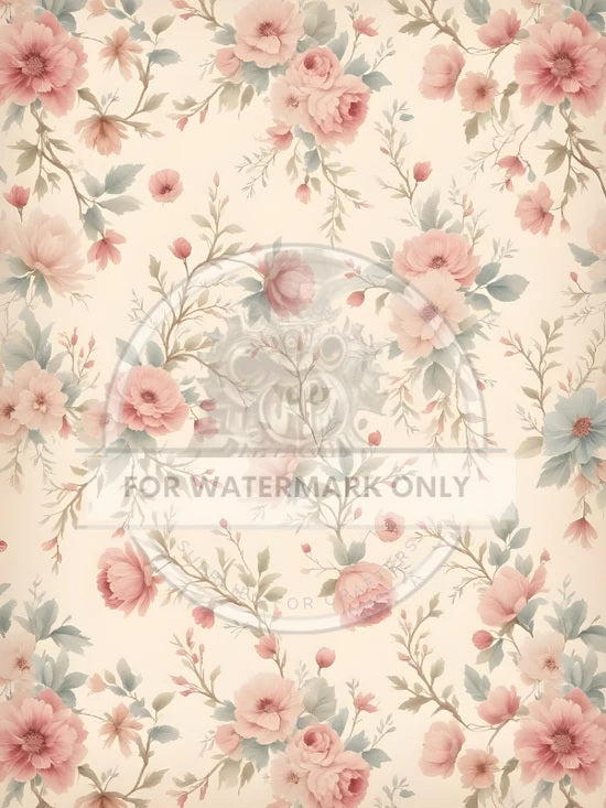 Decoupage Central, Antique Style, Pink, Beige, Floral, Wallpaper, Background, DC759, Rice Paper, Decoupage, Mixed Media, A4 8.27x11.69
