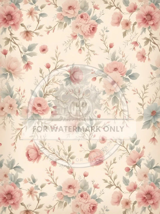 Decoupage Central, Antique Style, Pink, Beige, Floral, Wallpaper, Background, DC759, Rice Paper, Decoupage, Mixed Media, A4 8.27x11.69