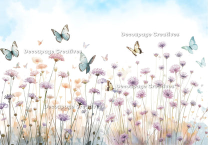 Decoupage Creatives Rice Paper, Spring Wildflowers and Butterflies, Mixed Media, A4 8.27 X 11.69, Mixed Media, Crafts