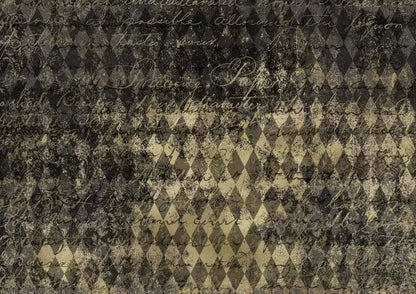 Decoupage Queen, Rice Paper, Black, Gold, Harlequin, Wallpaper, Background, Vintage Style, 0077, A4 8.3" X 11.7", Decoupage, Mixed Media Decoupage Queen