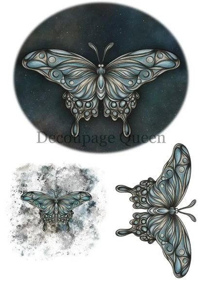 Decoupage Queen, Rice Paper, Dainty and the Queen, Hand Drawn, Butterflies, Butterfly, 0463 A4 8.3" X 11.7", Decoupage, Mixed Media Decoupage Queen