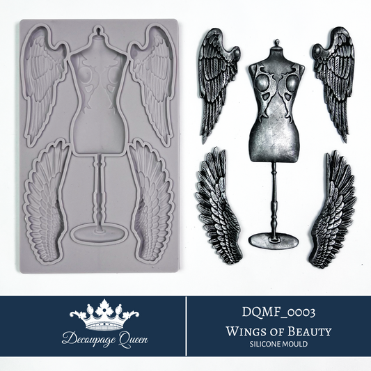 Decoupage Queen, Silicone Mould, Limited Edition, Wings of Beauty, Angel Wings, Mannequin, Food Safe, Silicone Mold, Fall 2024 Release