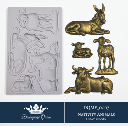 Decoupage Queen Silicone Mould, Limited Edition, Nativity Animals, Sheep, Lamb, Ox, Donkey ,Food Safe Winter, 2024 Release
