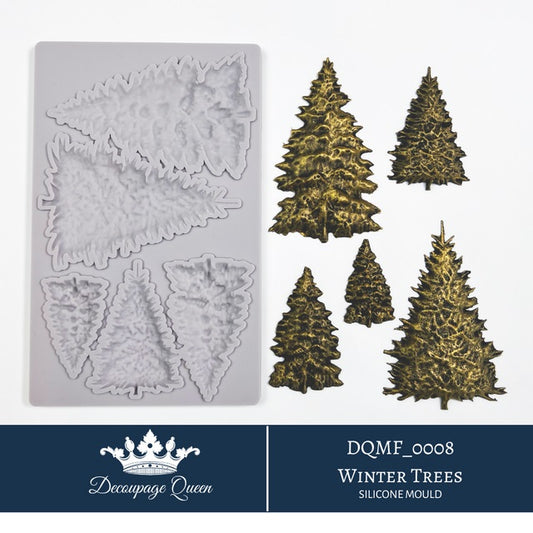 Decoupage Queen Silicone Mould, Limited Edition, Winter Trees, Christmas, Forest, Food Safe, Winter 2024 Release