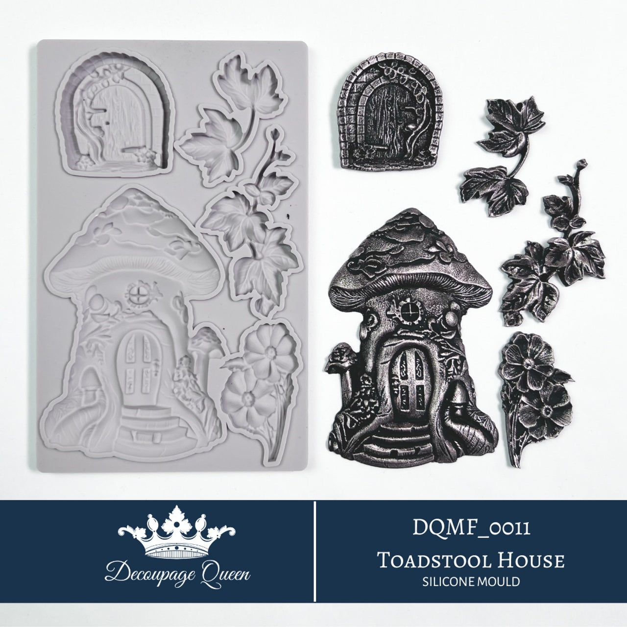 Decoupage Queen, Toadstool House, Mushroom, Silicone Mould, Limited Edition, Food Safe, Silicone Mold, 2025 Spring Release, DQMF_0011