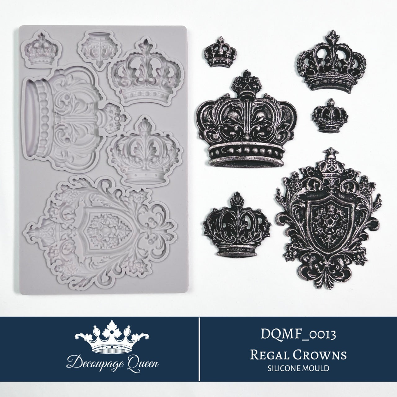 Decoupage Queen, Regal Crowns, Silicone Mould, Limited Edition, Food Safe, Silicone Mold, 2025 Spring Release, DQMF_0013